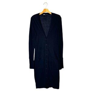 Y3 Yohji Yamamoto Adidas Sweater Women Small Black Cotton Wool Duster‎ Cardigan